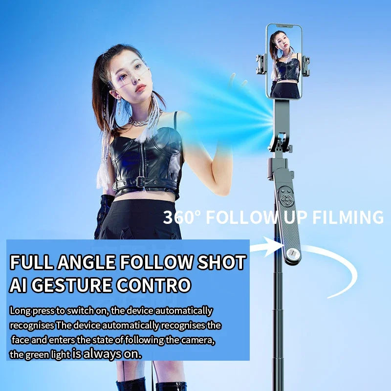 Smart AI Tracking Gimbal Facial Tracking Selfie Stick Bluetooth Selfie Camera Portable Travel Automatic Rotation Phone Holder