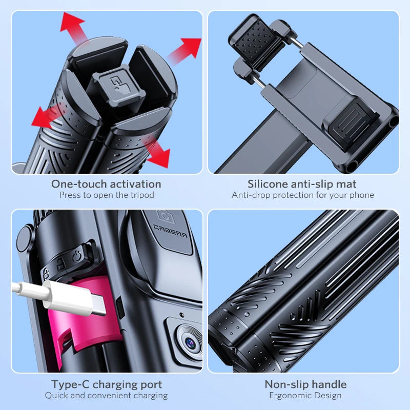 AI Smart Gimbal Tripod Selfie Stick Foldable 360° Auto Follow-Up Face Tracking Gimbal All-in-one Phone Holder For smartphone