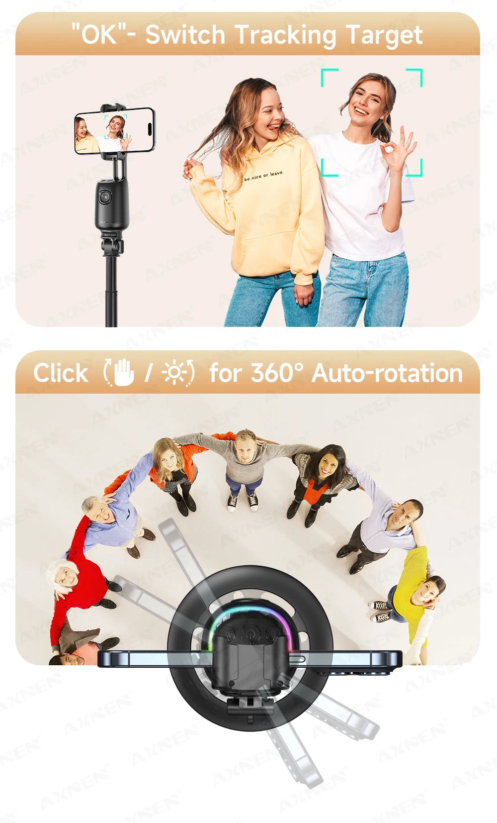 360°Rotating P05 AI Face Tracking Desktop Gimbal Stabilizer Intelligent Follow Shoot Gesture Control Cellphone Holder for iPhone