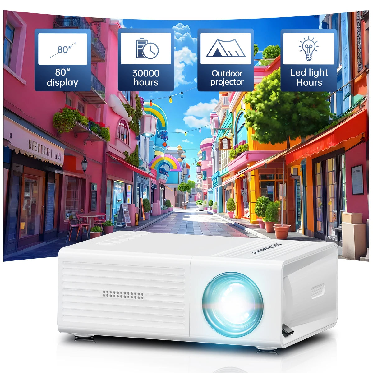 Portable Mini Projector 320x240P HD (Support 1080P Input), 20 ANSI Lumens, Manual Focus, HDMI USB AVome Family Theater Projector