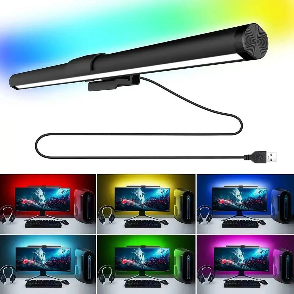 Smart Computer Monitor Light Bar with Backlight for Home Office, Eye-Caring USB LED Reading Lamp, Dimmable Screen Monitor Lamp