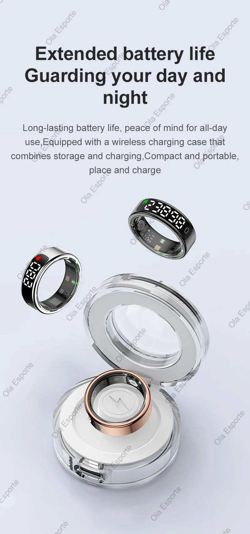 Smart Ring with Charging Case for Men Women, Display Screen, Health Monitor, 5ATM Waterproof,Multiple Sport Mode For Android IOS