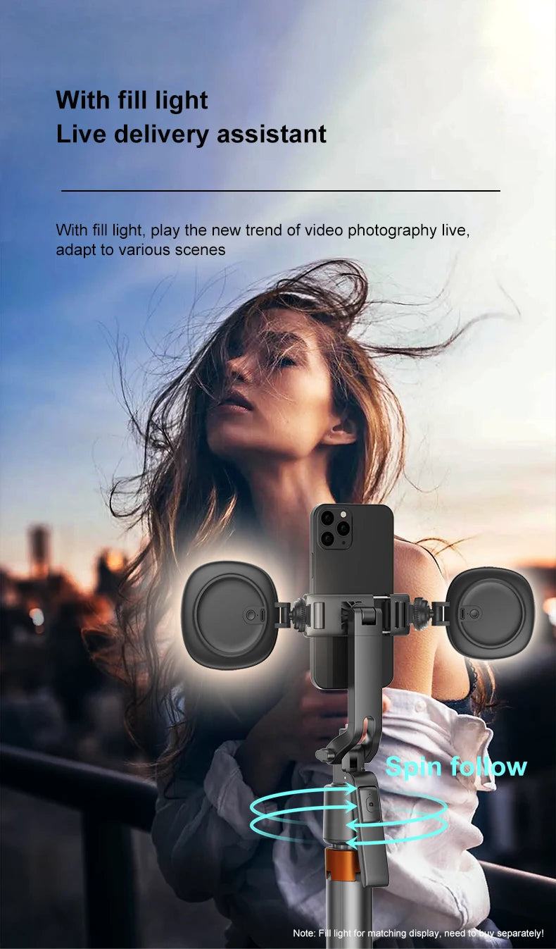 AI Face Tracking Tripod Intelligent Smart Selfie Stick Foldable Phone Holder Stabilizer Bluetooth Remote for iphone Android