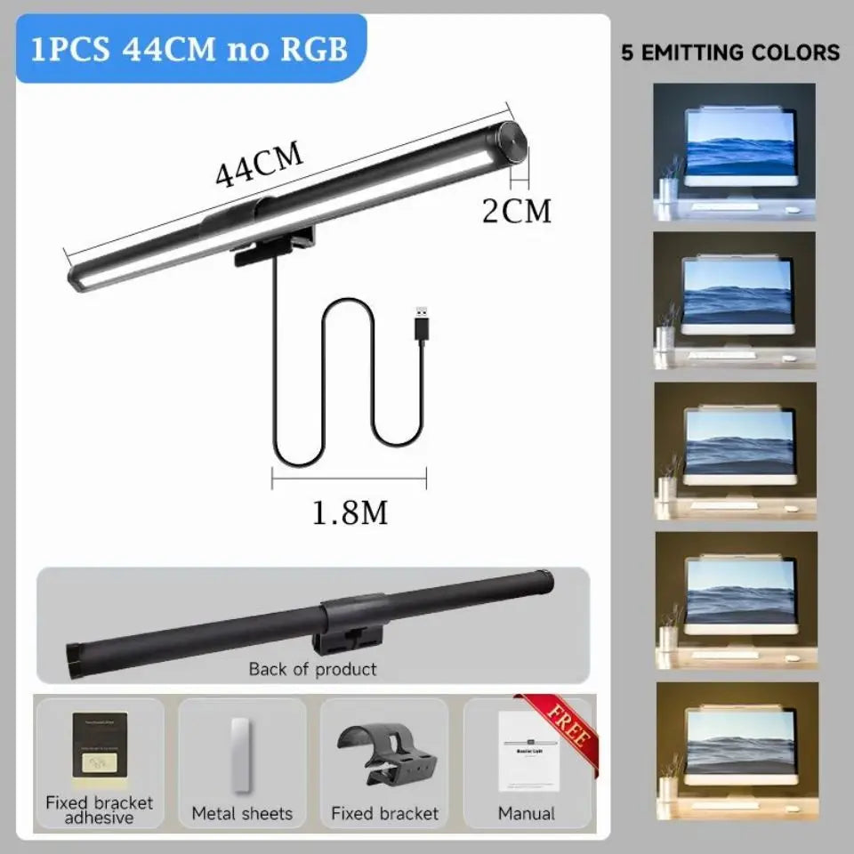 Smart Computer Monitor Light Bar with Backlight for Home Office, Eye-Caring USB LED Reading Lamp, Dimmable Screen Monitor Lamp