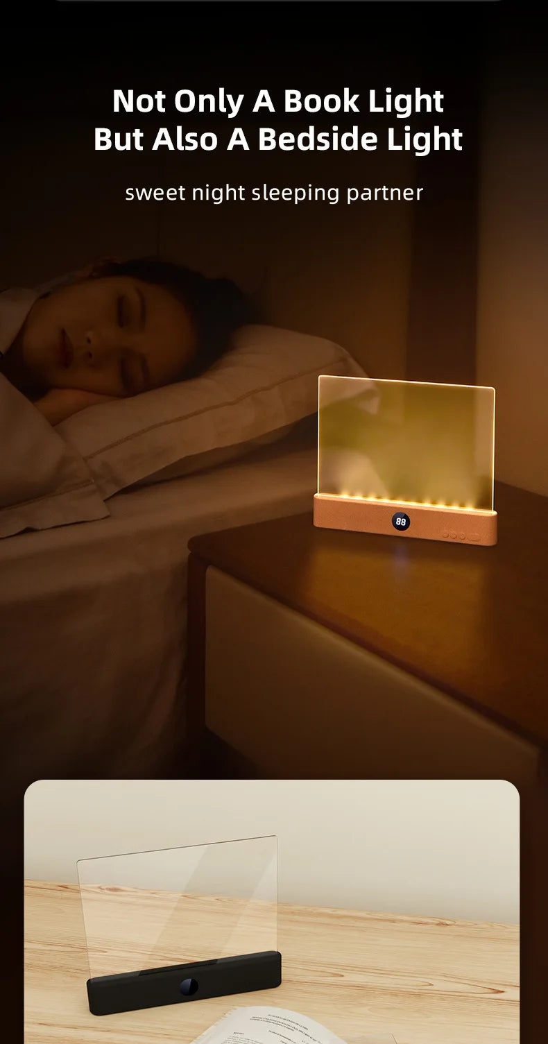 Smart Led Reading Light, Book Lights at Night, Rechargeable Clear Flat Reading Lights with 3 Colors & Timer, Eye-Friendly Glow