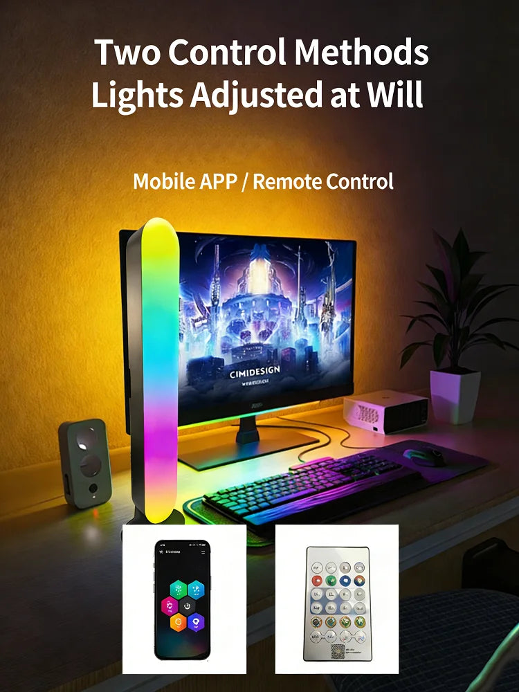 Smart Led Strip Lights With Remote Control With-remote Rgb Light Bar Lamp Sync With-music Atmosphere Decoration Desktop For-room