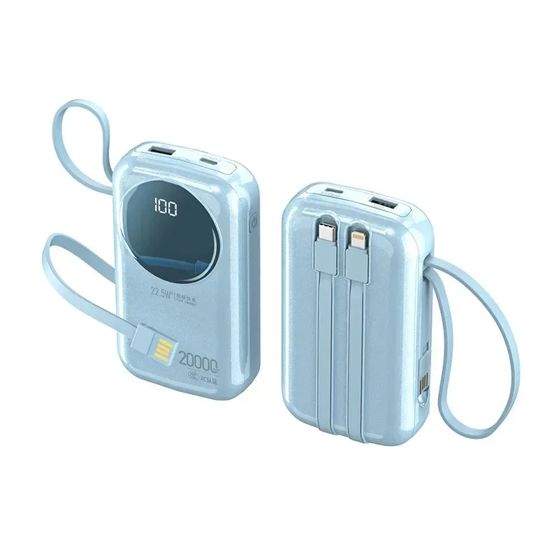 2025 New CCC Certified Power Bank – 22.5W Super Fast Charging with Built-in Cables 20000mAh Charger Customizable R37C