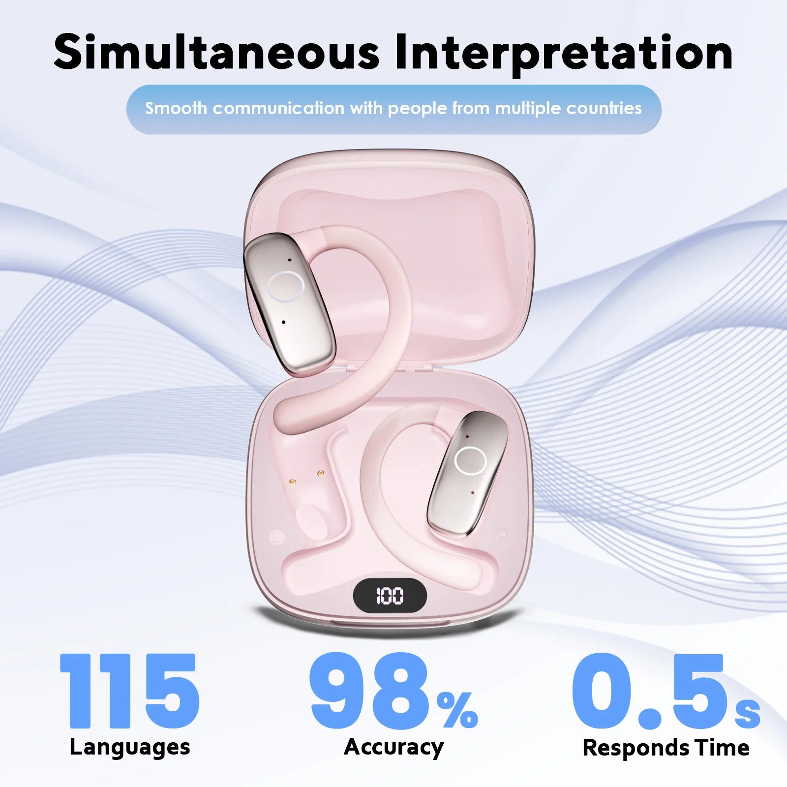 AI Smart Translation Headphones Sports Bluetooth Wireless Headset 114 Languages Real Time Translator Earbuds Free Lifetime APP