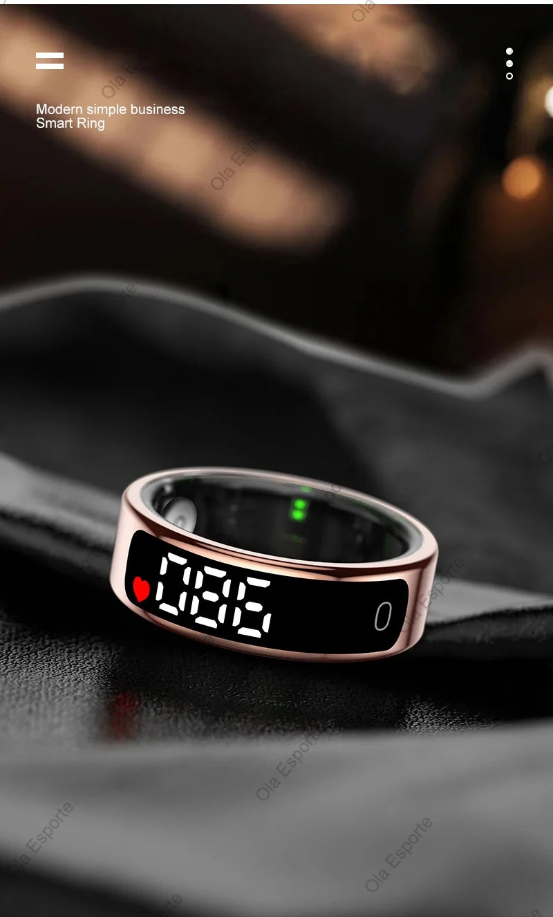 Smart Ring with Charging Case for Men Women, Display Screen, Health Monitor, 5ATM Waterproof,Multiple Sport Mode For Android IOS