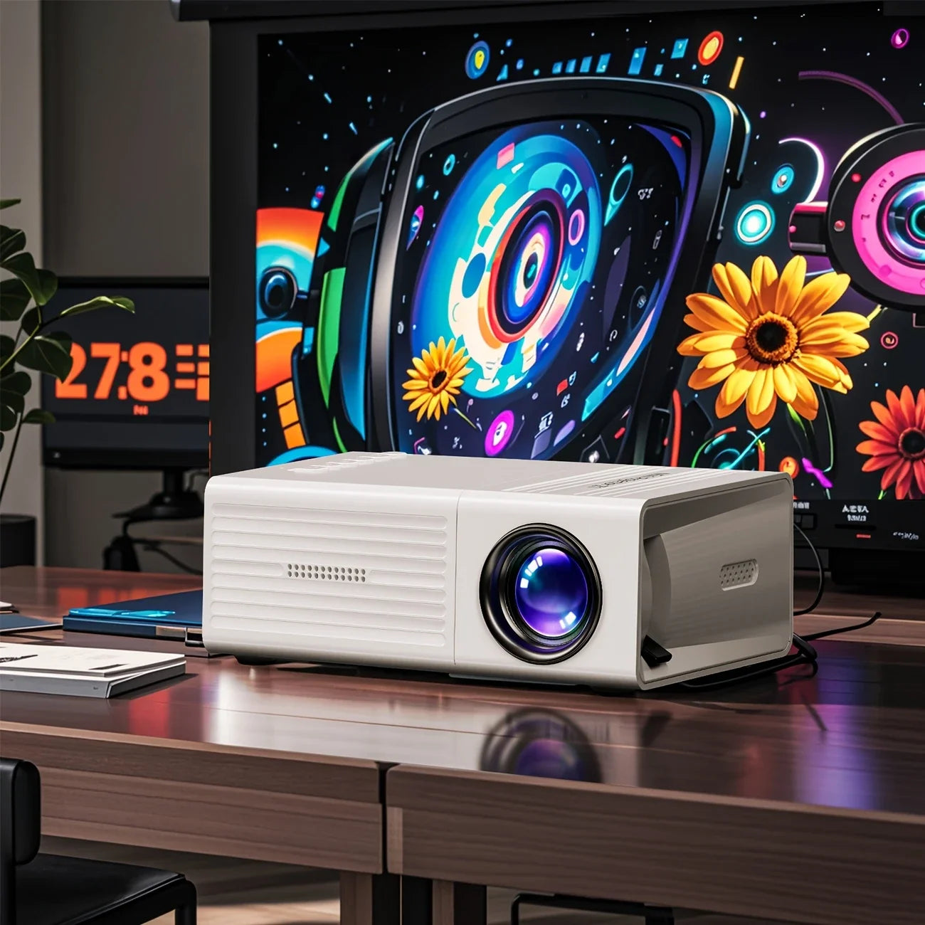 Portable Mini Projector 320x240P HD (Support 1080P Input), 20 ANSI Lumens, Manual Focus, HDMI USB AVome Family Theater Projector