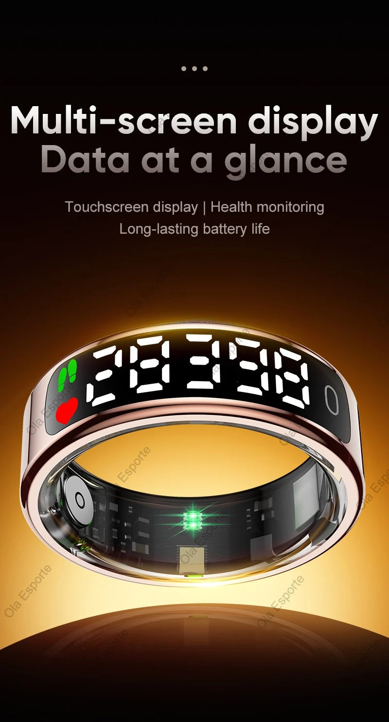 Smart Ring with Charging Case for Men Women, Display Screen, Health Monitor, 5ATM Waterproof,Multiple Sport Mode For Android IOS
