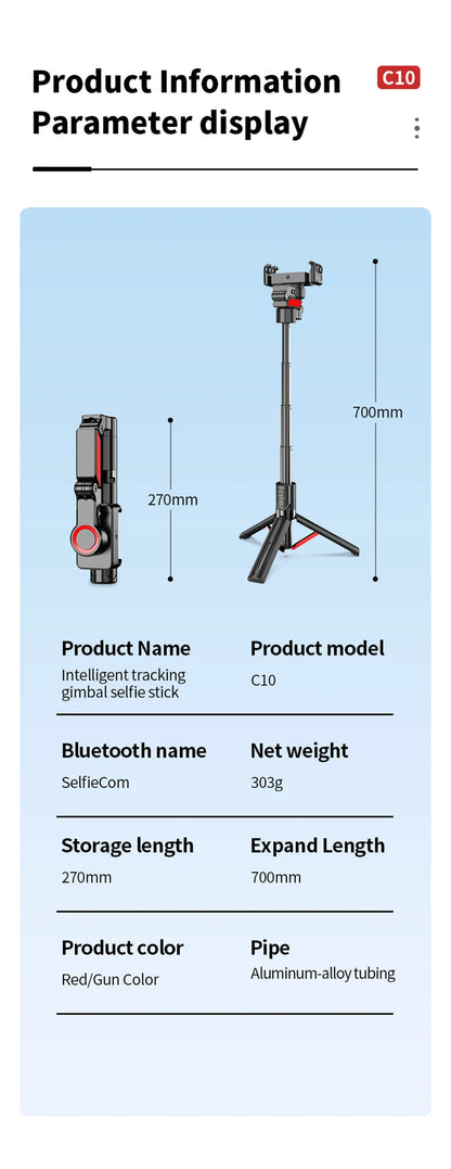 AI face tracking Stabilizer 360 Auto Rotation Follow Gimbal Remote Selfie stick tripod for iPhone Android phone holder