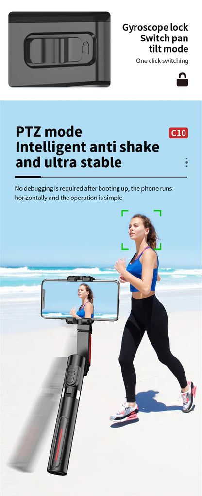 AI face tracking Stabilizer 360 Auto Rotation Follow Gimbal Remote Selfie stick tripod for iPhone Android phone holder