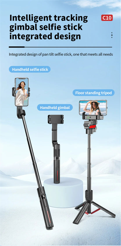 AI face tracking Stabilizer 360 Auto Rotation Follow Gimbal Remote Selfie stick tripod for iPhone Android phone holder