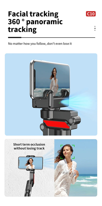 AI face tracking Stabilizer 360 Auto Rotation Follow Gimbal Remote Selfie stick tripod for iPhone Android phone holder