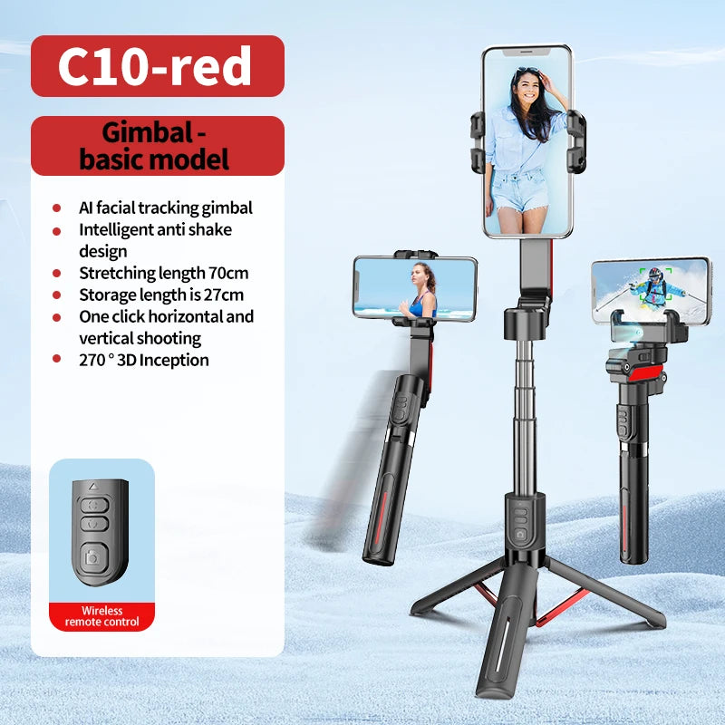 AI face tracking Stabilizer 360 Auto Rotation Follow Gimbal Remote Selfie stick tripod for iPhone Android phone holder