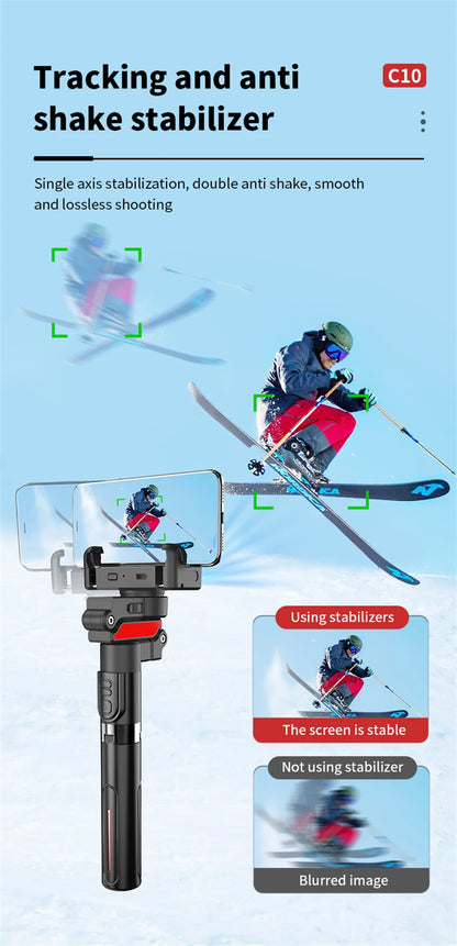 AI face tracking Stabilizer 360 Auto Rotation Follow Gimbal Remote Selfie stick tripod for iPhone Android phone holder