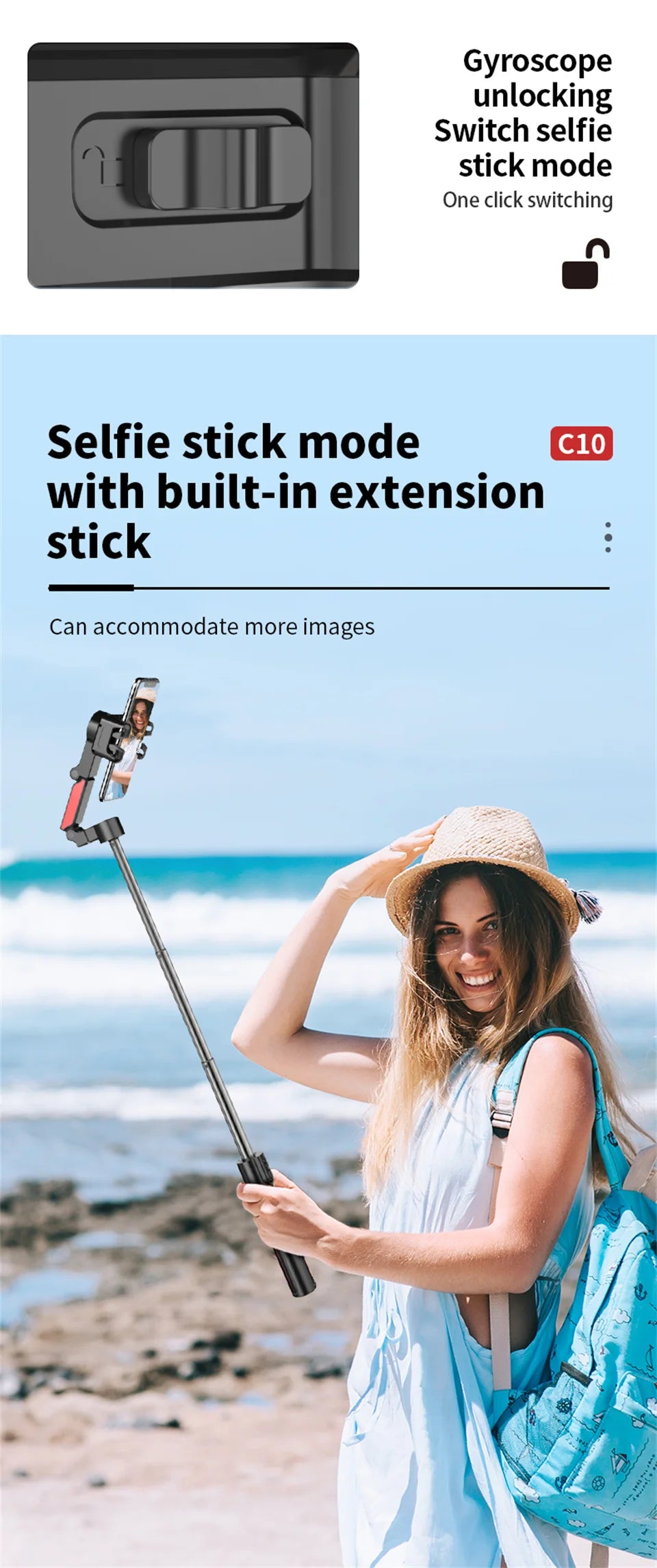 AI face tracking Stabilizer 360 Auto Rotation Follow Gimbal Remote Selfie stick tripod for iPhone Android phone holder