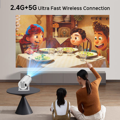 2025 Mini Projector 1080P Support 4K, 200ANSI Lumens WiFi 6 Bluetooth Portable Outdoor Projector with HDMI USB Dolby Audio