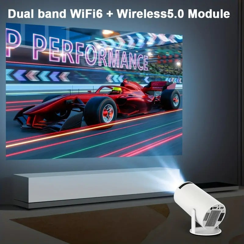 2025 Mini Projector 1080P Support 4K, 200ANSI Lumens WiFi 6 Bluetooth Portable Outdoor Projector with HDMI USB Dolby Audio