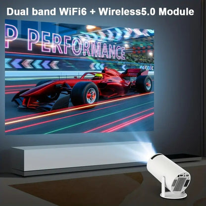 2025 Mini Projector 1080P Support 4K, 200ANSI Lumens WiFi 6 Bluetooth Portable Outdoor Projector with HDMI USB Dolby Audio