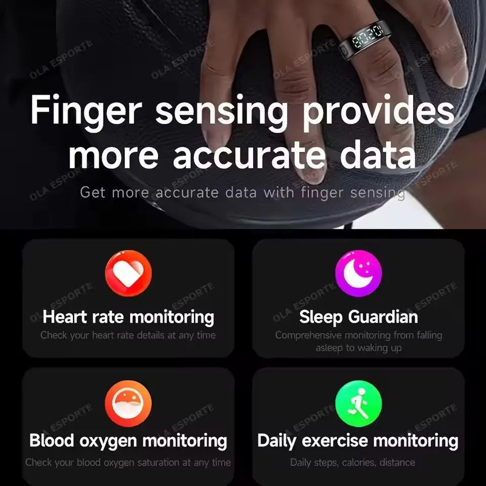 2025 Smart Ring with Display Screen and Touch, Wireless Charging, Health Manager, 5 ATM Waterproof For Men Women Rings R12 R11