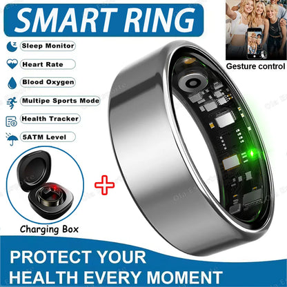 2025 Smart Ring Blood Pressure Heart Rate Sleep Monitoring Smartring IP68 &amp; 5ATM Waterproof Multi-sport Mode Smartring Man Women