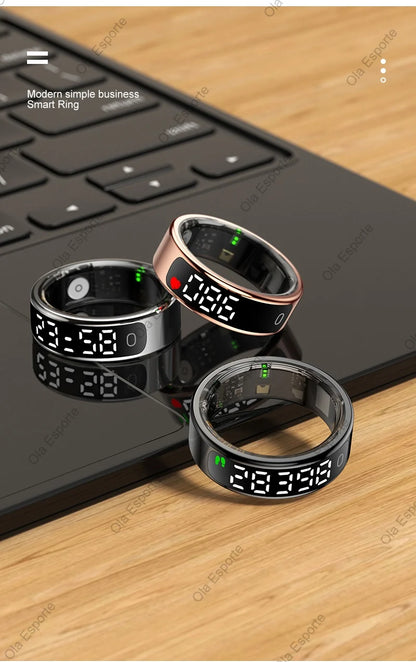 Smart Ring with Charging Case for Men Women, Display Screen, Health Monitor, 5ATM Waterproof,Multiple Sport Mode For Android IOS