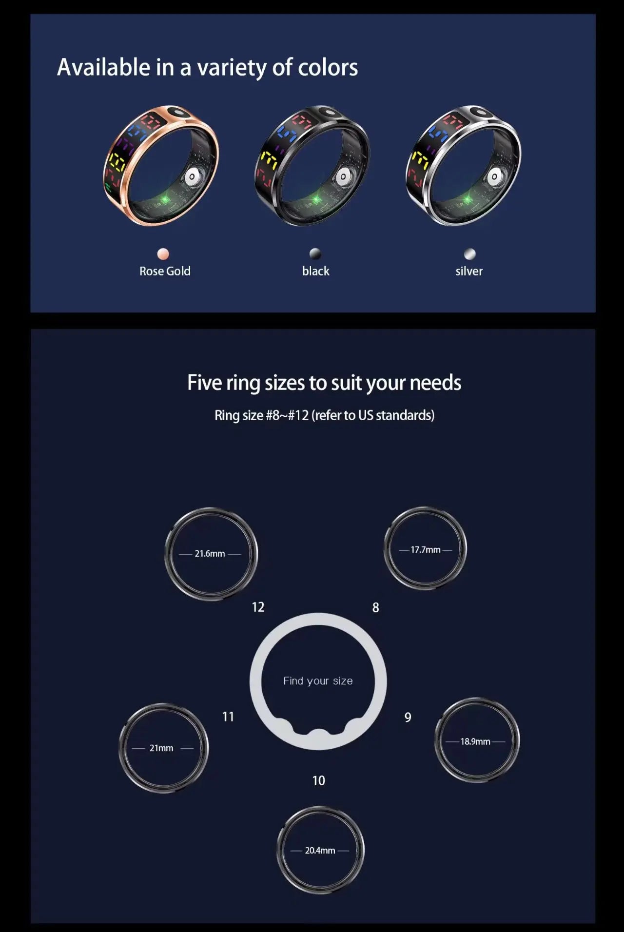 2026 Smart Ring with Display Screen And Touch, Health Manager, 5ATM Waterproof For Men Women Smart Rings R12