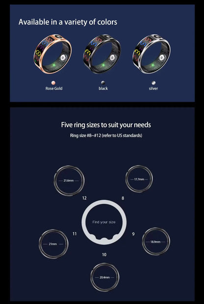 2026 Smart Ring with Display Screen And Touch, Health Manager, 5ATM Waterproof For Men Women Smart Rings R12