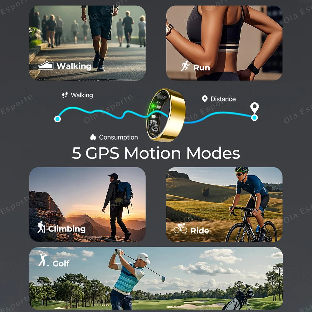 2025 Smart Ring Blood Pressure Heart Rate Sleep Monitoring Smartring IP68 &amp; 5ATM Waterproof Multi-sport Mode Smartring Man Women