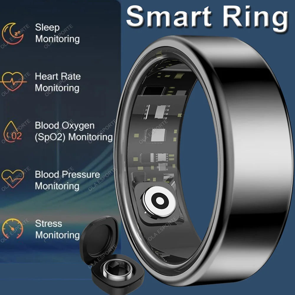 2025 Smart Ring Blood Pressure Heart Rate Sleep Monitoring Smartring IP68 &amp; 5ATM Waterproof Multi-sport Mode Smartring Man Women