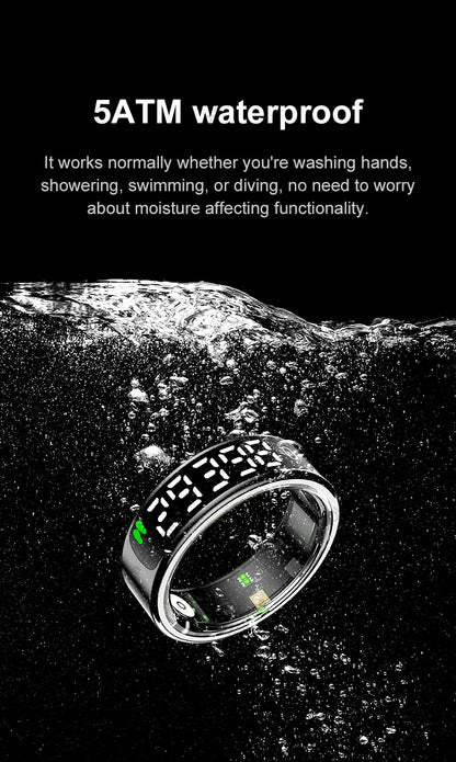 Smart Ring with Charging Case for Men Women, Display Screen, Health Monitor, 5ATM Waterproof,Multiple Sport Mode For Android IOS