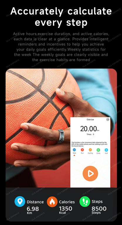 2025 Smart Ring with Display Screen and Touch, Wireless Charging, Health Manager, 5 ATM Waterproof For Men Women Rings R12 R11