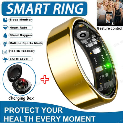 2025 Smart Ring Blood Pressure Heart Rate Sleep Monitoring Smartring IP68 &amp; 5ATM Waterproof Multi-sport Mode Smartring Man Women
