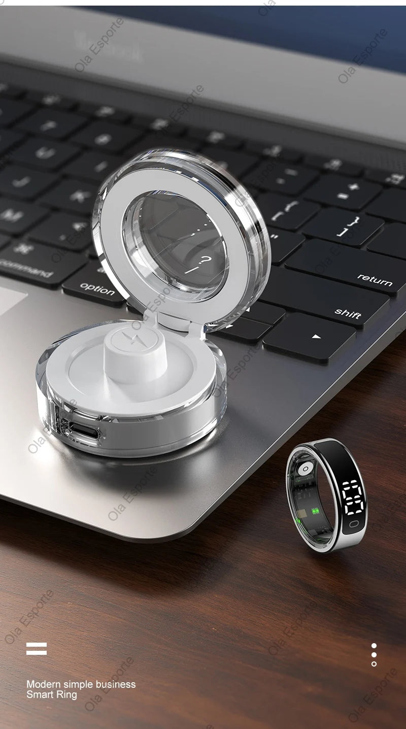 Smart Ring with Charging Case for Men Women, Display Screen, Health Monitor, 5ATM Waterproof,Multiple Sport Mode For Android IOS