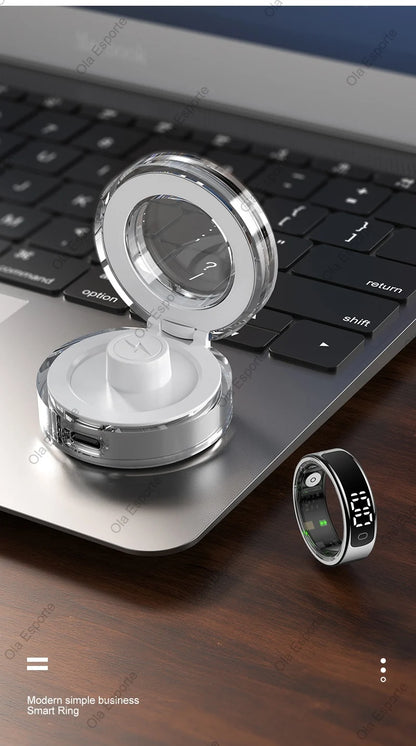Smart Ring with Charging Case for Men Women, Display Screen, Health Monitor, 5ATM Waterproof,Multiple Sport Mode For Android IOS