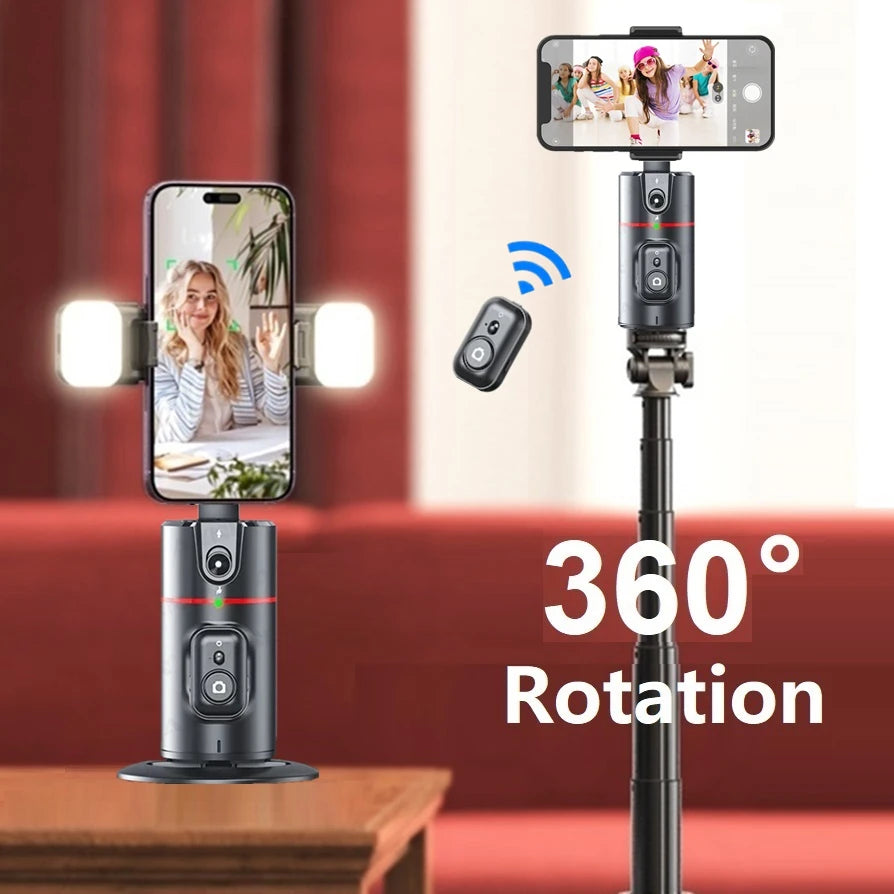 Auto Face Tracking Tripod 360°Rotation,No App, Gesture Recognition Phone Camera Mount Smart Shooting Phone Holder for Live Video