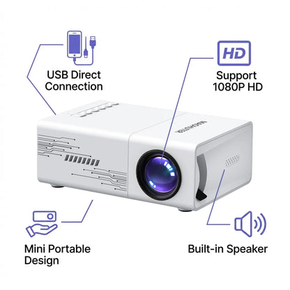 Mini Projector USB Connected for Home Cinema Family Gatherings Casual Entertainment Compact Portable Projector