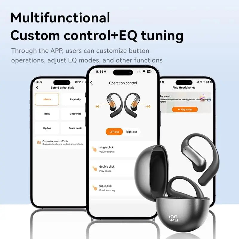 AI Translation Earbuds, Bluetooth 5.3 Wireless Earphones with Real Time Translation, Sport Ear Hook Headphones with Hi-Res Audio