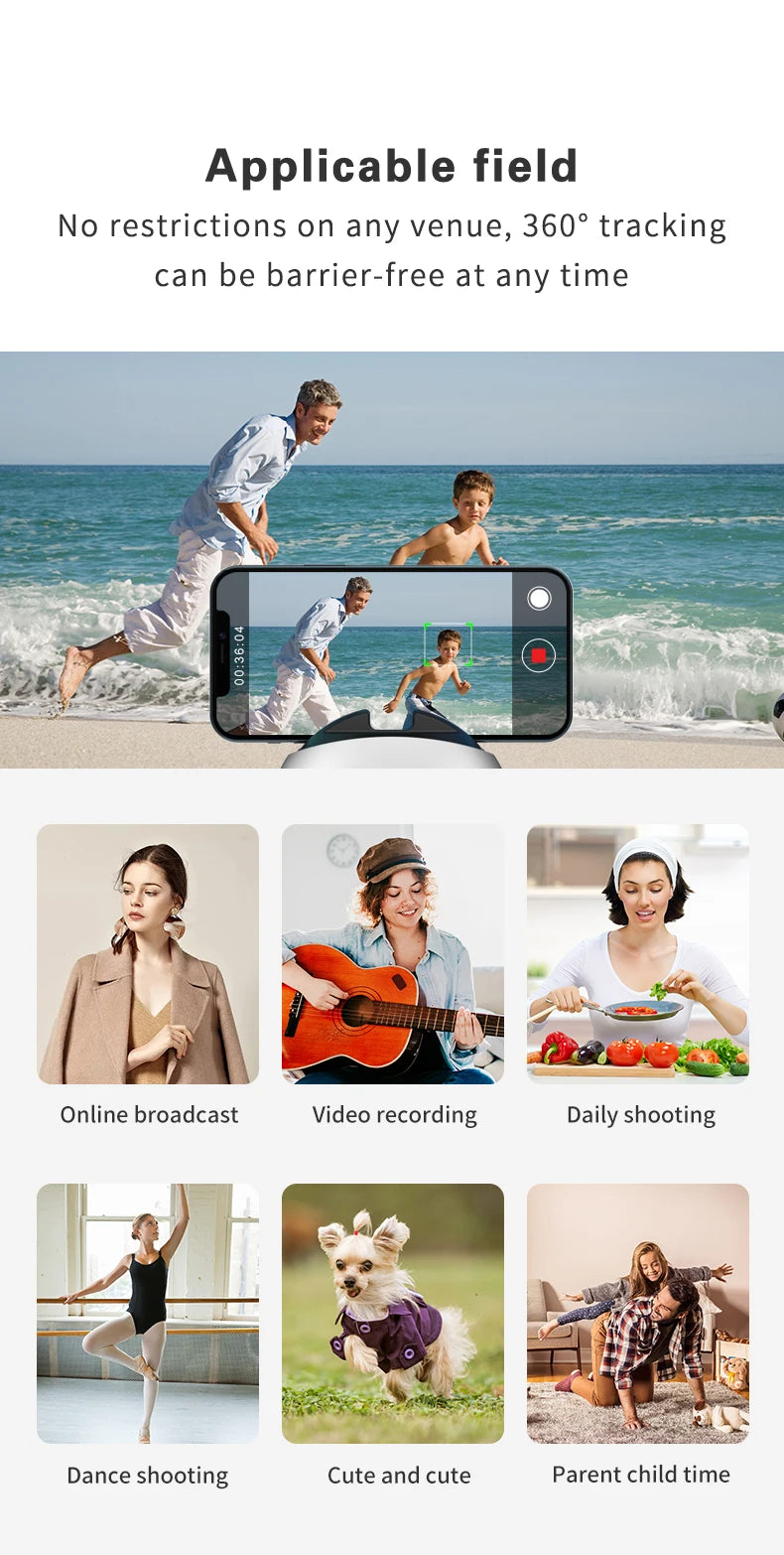 Automatic tracking phone holder, automatic face tracking tripod, multifunctional intelligent 360 ° rotating face tracking holder