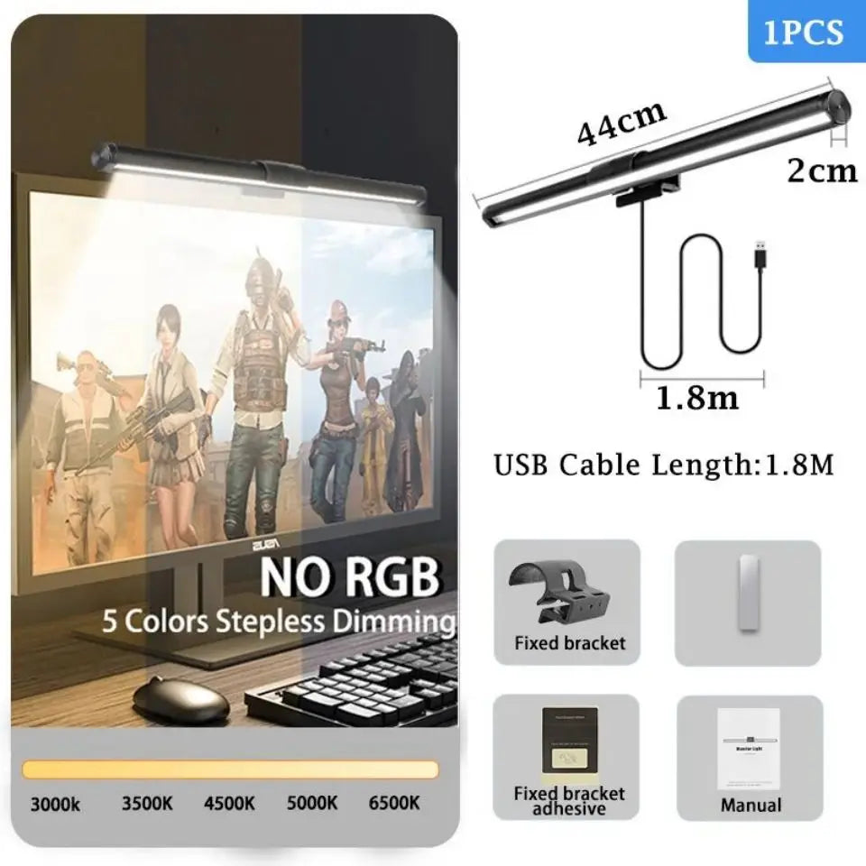 Smart Computer Monitor Light Bar with Backlight for Home Office, Eye-Caring USB LED Reading Lamp, Dimmable Screen Monitor Lamp