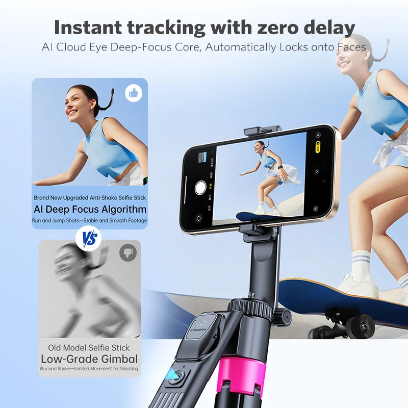 AI Smart Gimbal Tripod Selfie Stick Foldable 360° Auto Follow-Up Face Tracking Gimbal All-in-one Phone Holder For smartphone