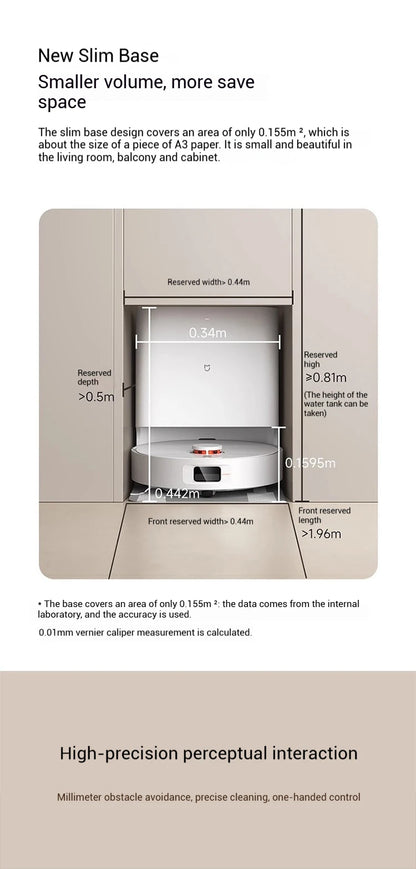 【Xiaomi】 Robot Vacuum H40, 10,000 Pa powerful Aspiration, ultra-accurate cleaning with navigation LDS, 2-en1: Vacuum and wash