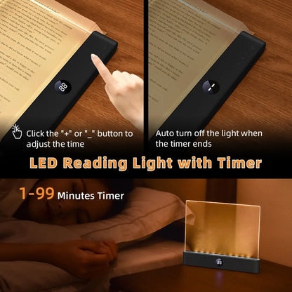 Smart Led Reading Light, Book Lights at Night, Rechargeable Clear Flat Reading Lights with 3 Colors &amp; Timer, Eye-Friendly Glow