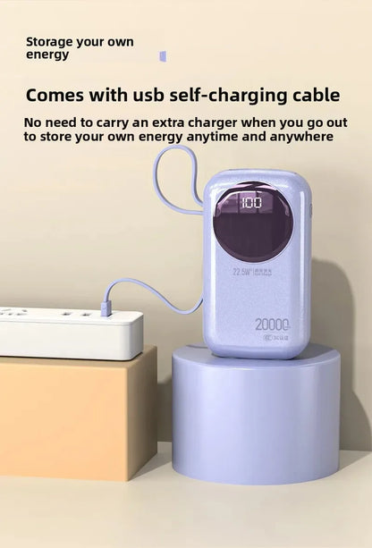 2025 New CCC Certified Power Bank – 22.5W Super Fast Charging with Built-in Cables 20000mAh  Charger Customizable R37C
