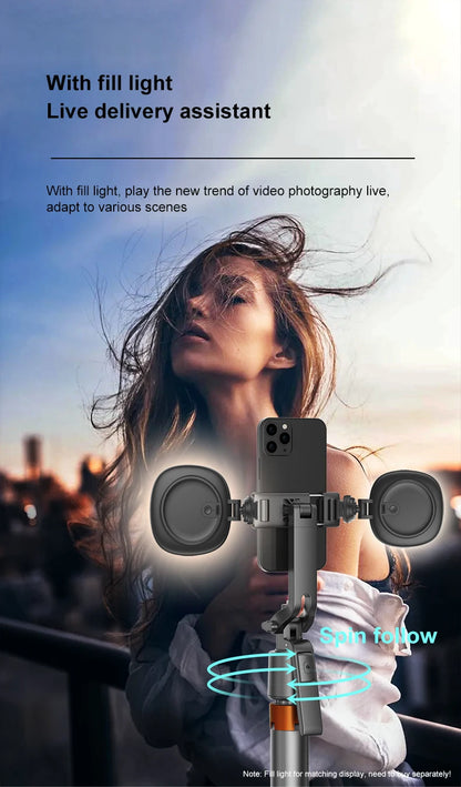 AI Face Tracking Tripod Intelligent Smart Selfie Stick Foldable Phone Holder Stabilizer Bluetooth Remote for iphone Android