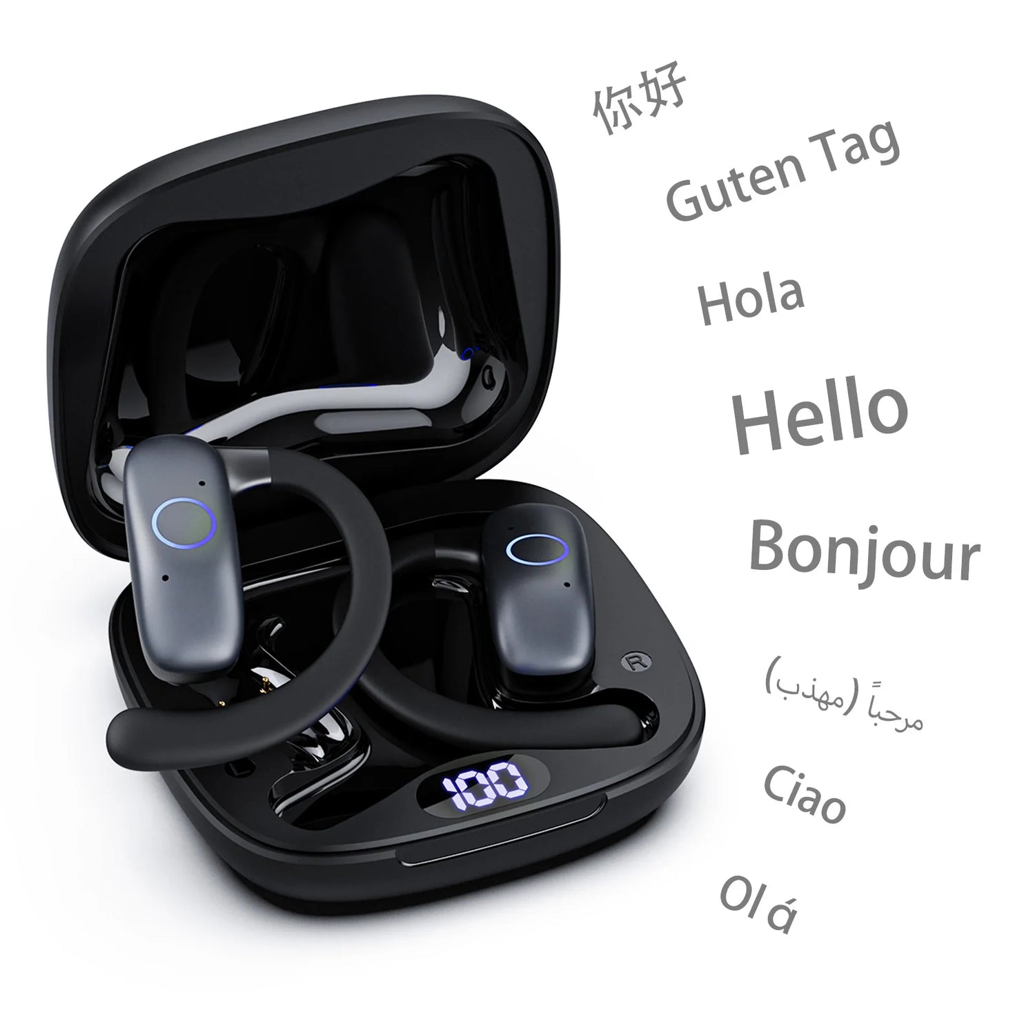 AI Smart Translation Headphones Sports Bluetooth Wireless Headset 114 Languages Real Time Translator Earbuds Free Lifetime APP
