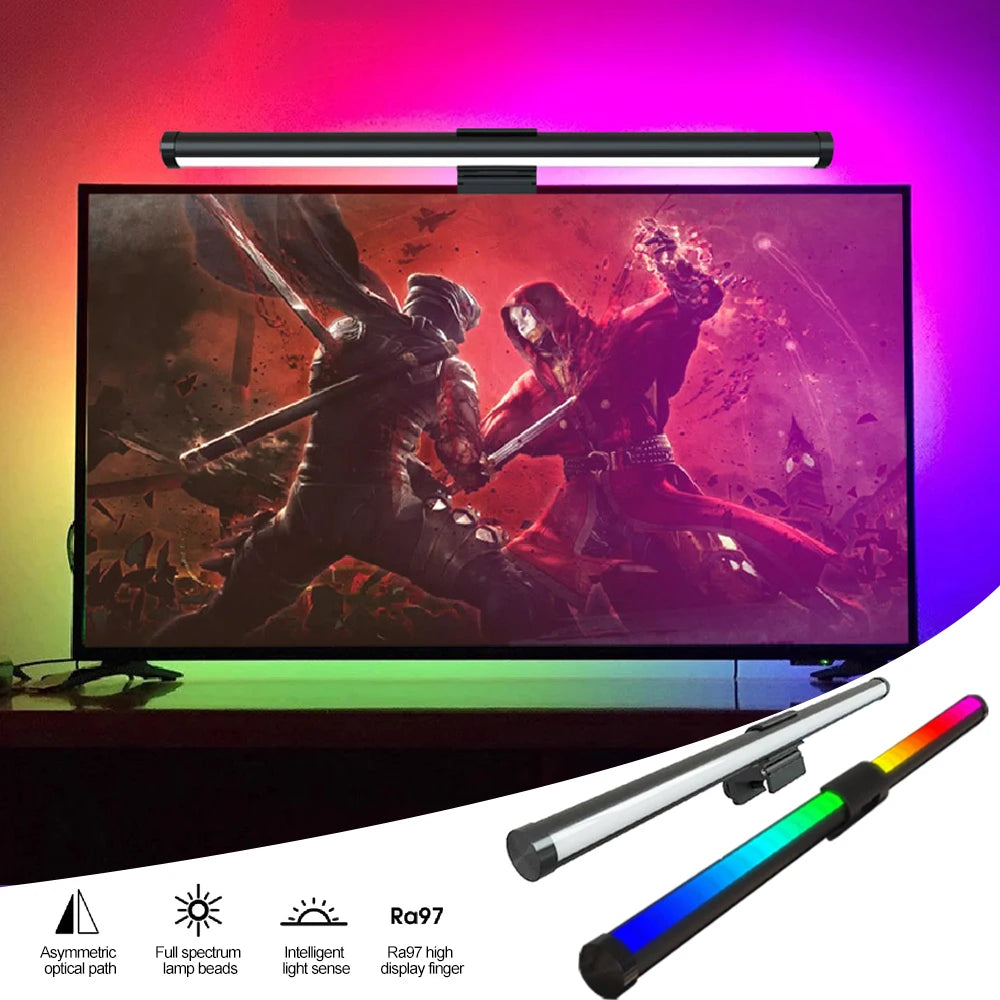 Smart Computer Monitor Light Bar with Backlight for Home Office, Eye-Caring USB LED Reading Lamp, Dimmable Screen Monitor Lamp