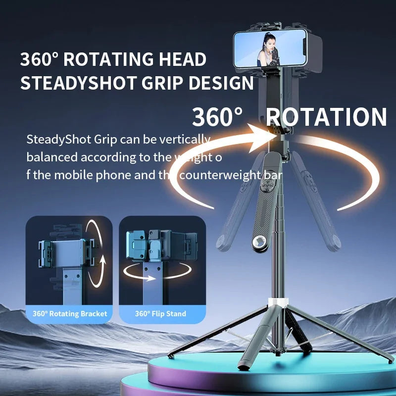 Smart AI Tracking Gimbal Facial Tracking Selfie Stick Bluetooth Selfie Camera Portable Travel Automatic Rotation Phone Holder